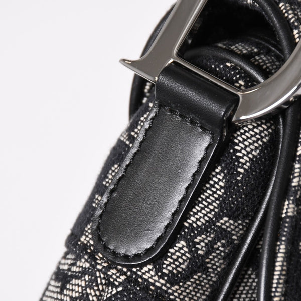 極美品 Christian Dior クリスチャン ディオール サドルバッグ トロッター ブラック シルバー金具 ショルダーバッグ ガリアーノ 中古 4a003588
