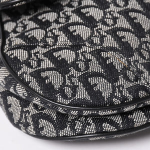 極美品 Christian Dior クリスチャン ディオール サドルバッグ トロッター ブラック シルバー金具 ショルダーバッグ ガリアーノ 中古 4a003588