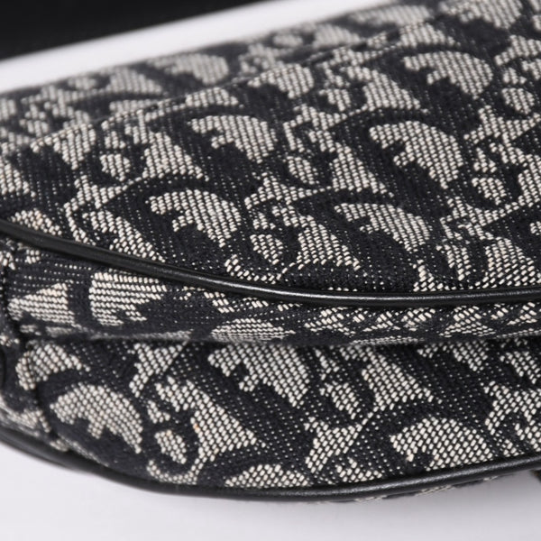 極美品 Christian Dior クリスチャン ディオール サドルバッグ トロッター ブラック シルバー金具 ショルダーバッグ ガリアーノ 中古 4a003588