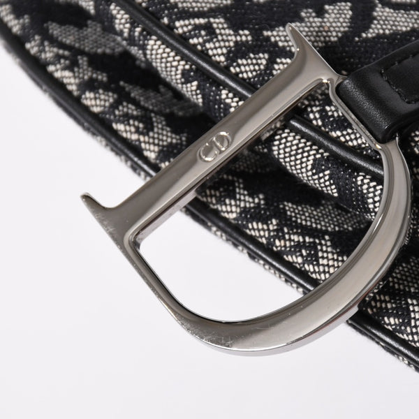 極美品 Christian Dior クリスチャン ディオール サドルバッグ トロッター ブラック シルバー金具 ショルダーバッグ ガリアーノ 中古 4a003588