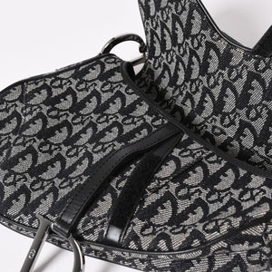 極美品 Christian Dior クリスチャン ディオール サドルバッグ トロッター ブラック シルバー金具 ショルダーバッグ ガリアーノ 中古 4a003588