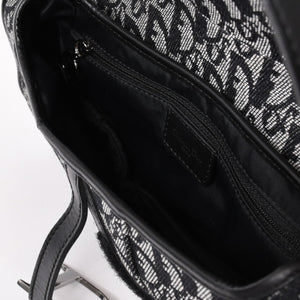 極美品 Christian Dior クリスチャン ディオール サドルバッグ トロッター ブラック シルバー金具 ショルダーバッグ ガリアーノ 中古 4a003588