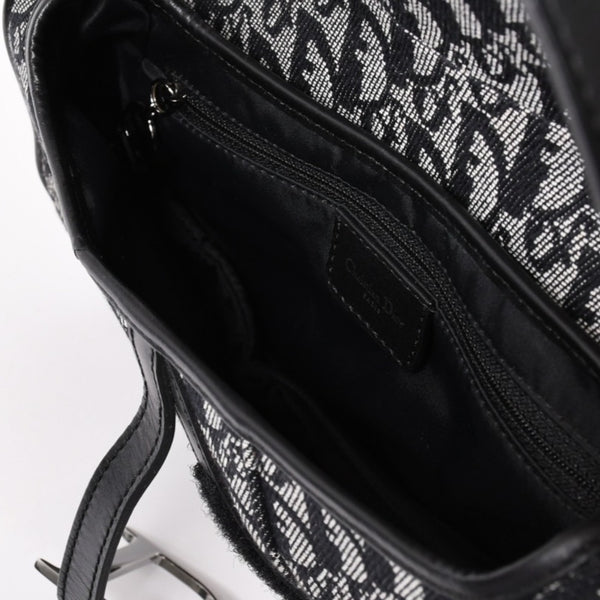 極美品 Christian Dior クリスチャン ディオール サドルバッグ トロッター ブラック シルバー金具 ショルダーバッグ ガリアーノ 中古 4a003588