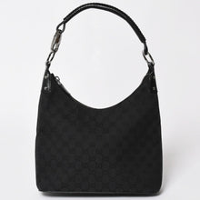 Load image into Gallery viewer, 極美品 GUUCI グッチ ワンショルダーバッグ GGキャンバス レザー ブラック シルバー金具 115003 中古 4a003511