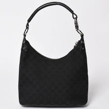Load image into Gallery viewer, 極美品 GUUCI グッチ ワンショルダーバッグ GGキャンバス レザー ブラック シルバー金具 115003 中古 4a003511