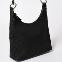 Load image into Gallery viewer, 極美品 GUUCI グッチ ワンショルダーバッグ GGキャンバス レザー ブラック シルバー金具 115003 中古 4a003511