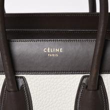 画像をギャラリービューアに読み込む, CELINE セリーヌ ラゲージマイクロショッパー ショルダーバッグ ハンドバッグ フィービー期 ダークブラウン アイボリー グレージュ カーフスキン スエード シルバー金具 廃盤 中古 4a003667