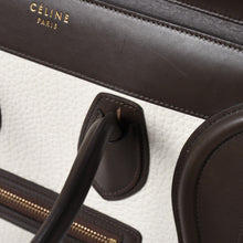 画像をギャラリービューアに読み込む, CELINE セリーヌ ラゲージマイクロショッパー ショルダーバッグ ハンドバッグ フィービー期 ダークブラウン アイボリー グレージュ カーフスキン スエード シルバー金具 廃盤 中古 4a003667