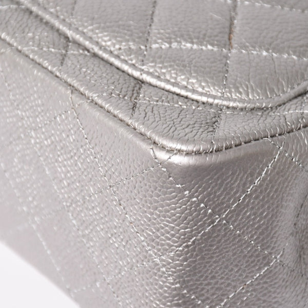 Like new CHANEL Mini Matelasse 17 S Flap S Chain Shoulder Bag No. 24 Coco Mark Caviar Skin Silver Used 4a003649