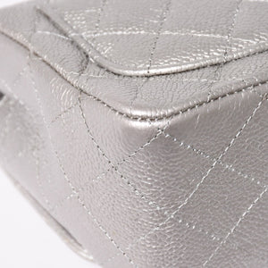 Like new CHANEL Mini Matelasse 17 S Flap S Chain Shoulder Bag No. 24 Coco Mark Caviar Skin Silver Used 4a003649