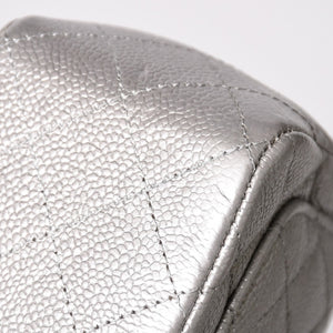 Like new CHANEL Mini Matelasse 17 S Flap S Chain Shoulder Bag No. 24 Coco Mark Caviar Skin Silver Used 4a003649