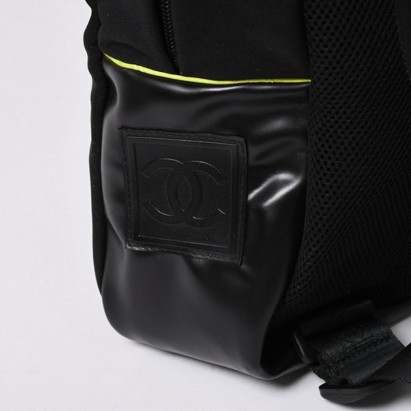 CHANEL シャネル スポーツライン リュック バックパック ブラック ライムグリーン ナイロン レザー 美品 中古 4a003586