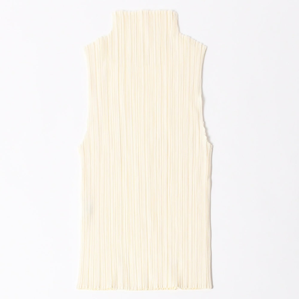 極美品 ISSEI MIYAKE イッセイミヤケ PLEATS PLEASE プリーツプリーズ ノースリーブ トップス イエロー 中古 4a006012
