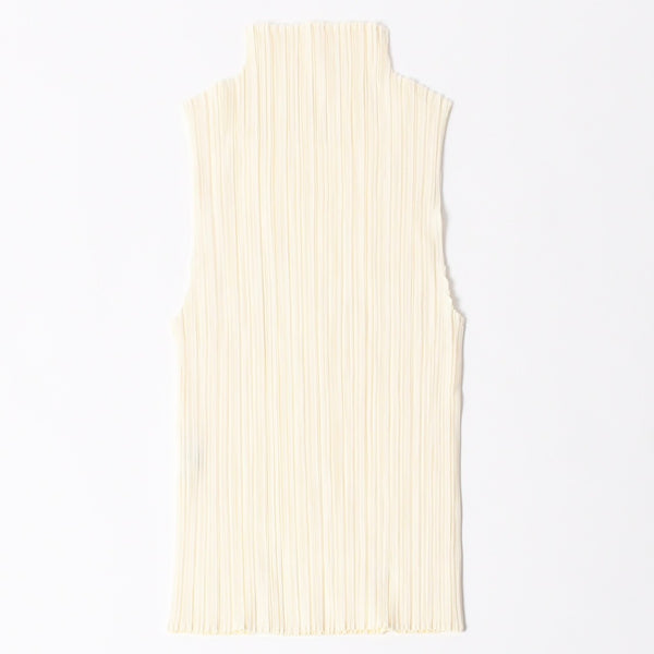 極美品 ISSEI MIYAKE イッセイミヤケ PLEATS PLEASE プリーツプリーズ ノースリーブ トップス イエロー 中古 4a006012
