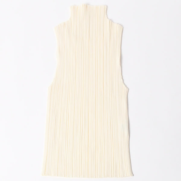 極美品 ISSEI MIYAKE イッセイミヤケ PLEATS PLEASE プリーツプリーズ ノースリーブ トップス イエロー 中古 4a006012