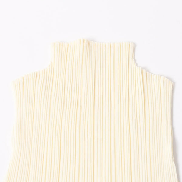極美品 ISSEI MIYAKE イッセイミヤケ PLEATS PLEASE プリーツプリーズ ノースリーブ トップス イエロー 中古 4a006012
