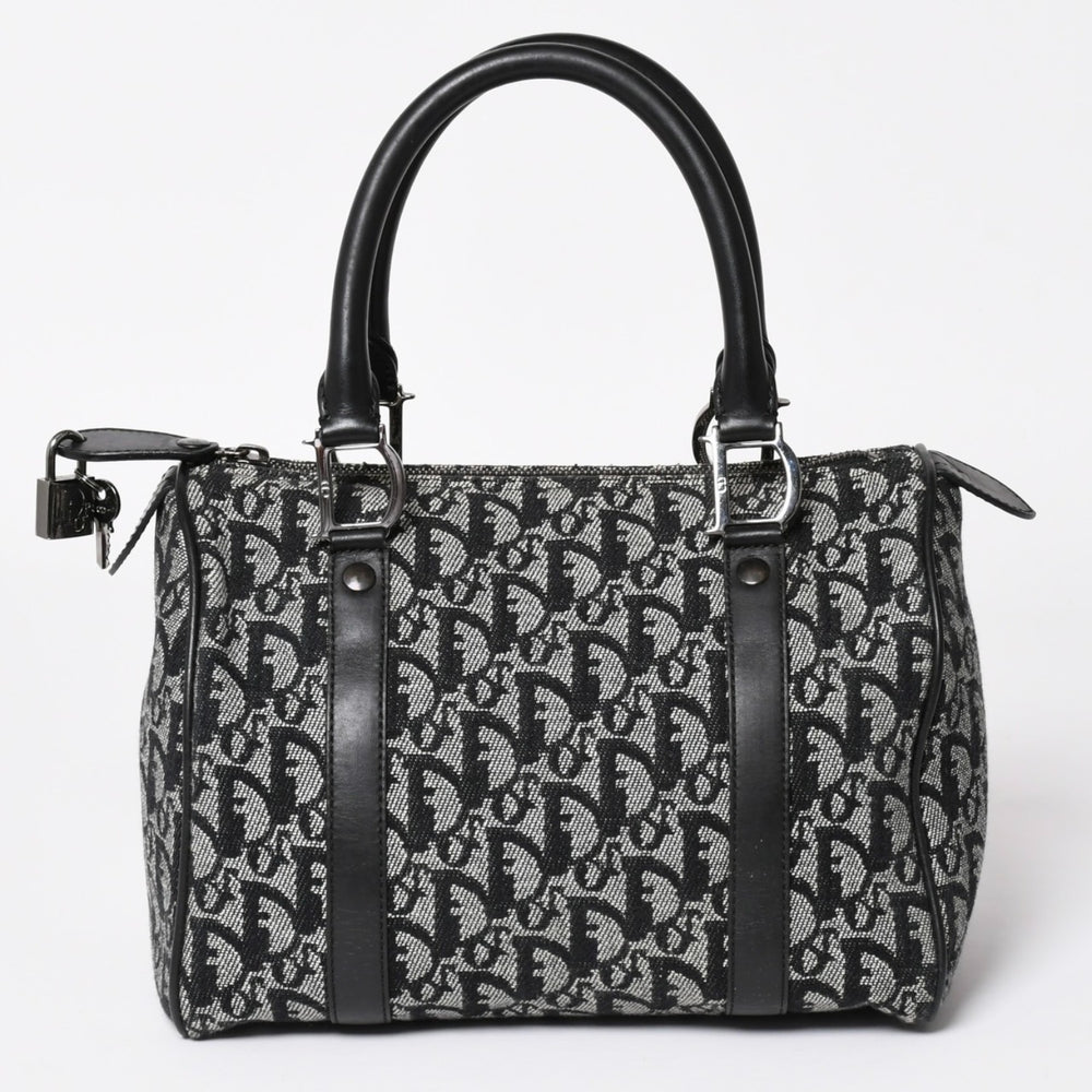 Christian Dior Speedy 25cm Handbag Trotter Black Silver Hardware Good Condition Used 4a003587