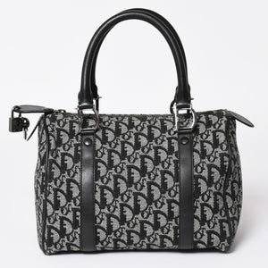 Christian Dior クリスチャンディオール スピーディ 25cm ハンドバッグ トロッター ブラック シルバー金具 美品 中古 4a003587