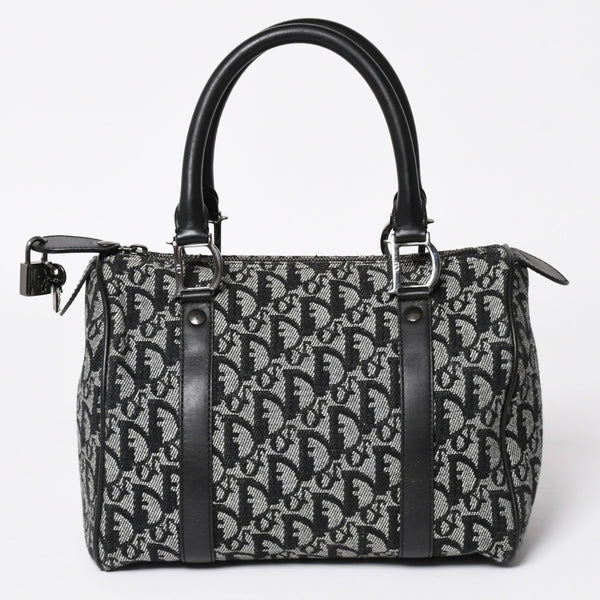 Christian Dior クリスチャンディオール スピーディ 25cm ハンドバッグ トロッター ブラック シルバー金具 美品 中古 4a003587