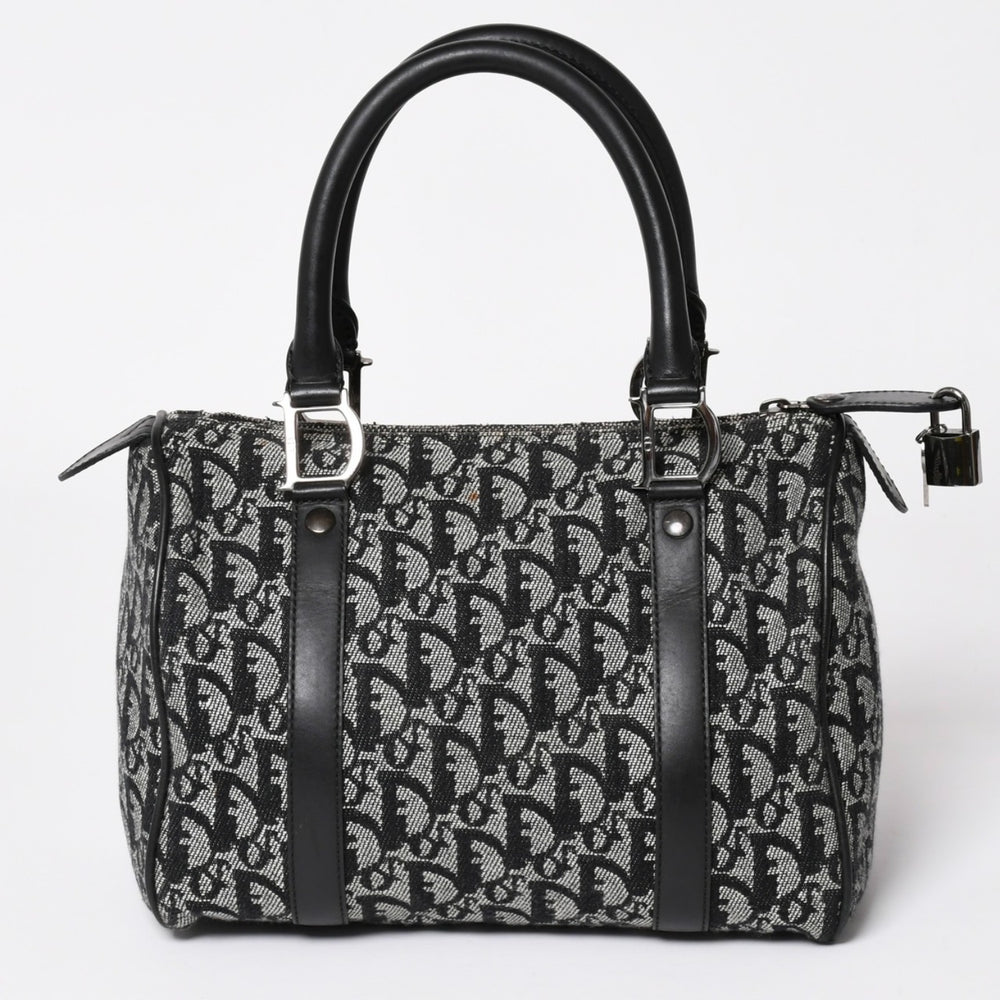 Christian Dior Speedy 25cm Handbag Trotter Black Silver Hardware Good Condition Used 4a003587
