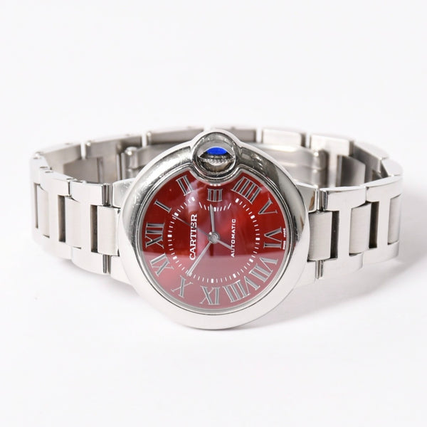 CARTIER Ballon Bleu Watch WSBB0052 Weight approx. 73.93g 33mm SS Automatic Bordeaux Dial Silver Good Condition Used 4a003158