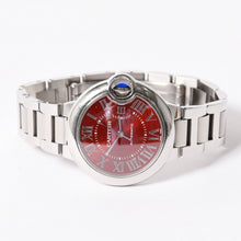Load image into Gallery viewer, CARTIER カルティエ Ballon Bleu バロン ブルー 腕時計 WSBB0052 重量約73.93g 33mm SS 自動巻 ボルドー文字盤 シルバー 美品 中古 4a003158