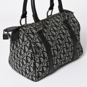 Christian Dior クリスチャンディオール スピーディ 25cm ハンドバッグ トロッター ブラック シルバー金具 美品 中古 4a003587