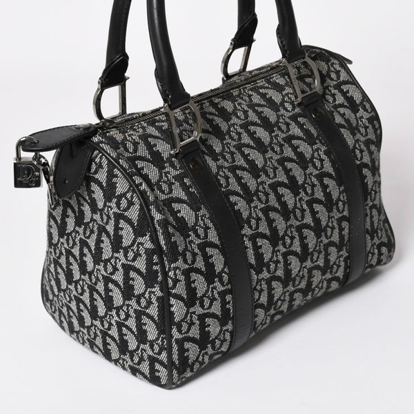 Christian Dior クリスチャンディオール スピーディ 25cm ハンドバッグ トロッター ブラック シルバー金具 美品 中古 4a003587