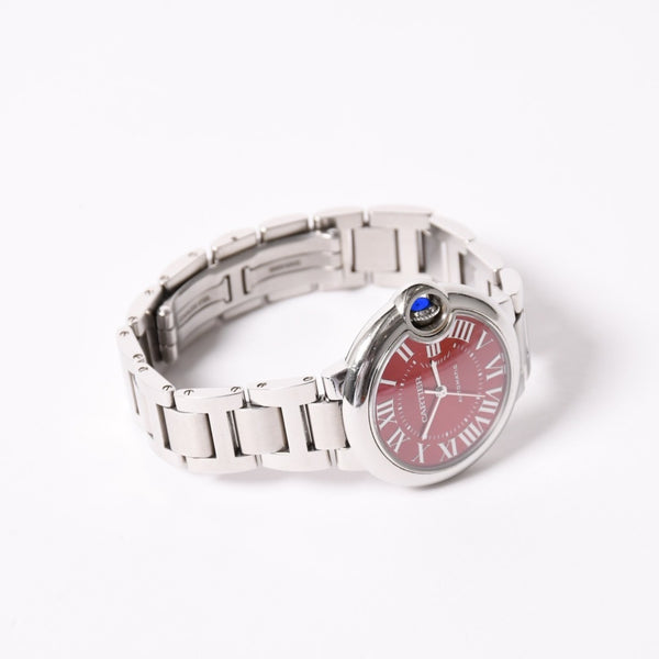 CARTIER Ballon Bleu Watch WSBB0052 Weight approx. 73.93g 33mm SS Automatic Bordeaux Dial Silver Good Condition Used 4a003158