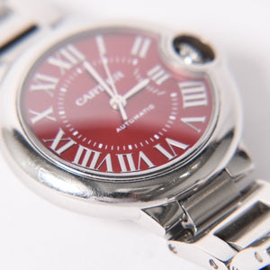 CARTIER Ballon Bleu Watch WSBB0052 Weight approx. 73.93g 33mm SS Automatic Bordeaux Dial Silver Good Condition Used 4a003158