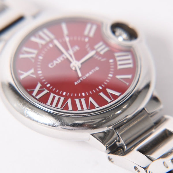 CARTIER Ballon Bleu Watch WSBB0052 Weight approx. 73.93g 33mm SS Automatic Bordeaux Dial Silver Good Condition Used 4a003158