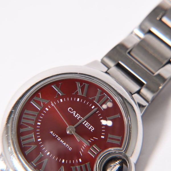 CARTIER Ballon Bleu Watch WSBB0052 Weight approx. 73.93g 33mm SS Automatic Bordeaux Dial Silver Good Condition Used 4a003158