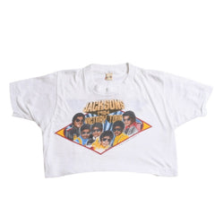THE JACKSONS VICTORY TOUR Original Vintage T-shirt Cropped Good Condition Used 4a003619