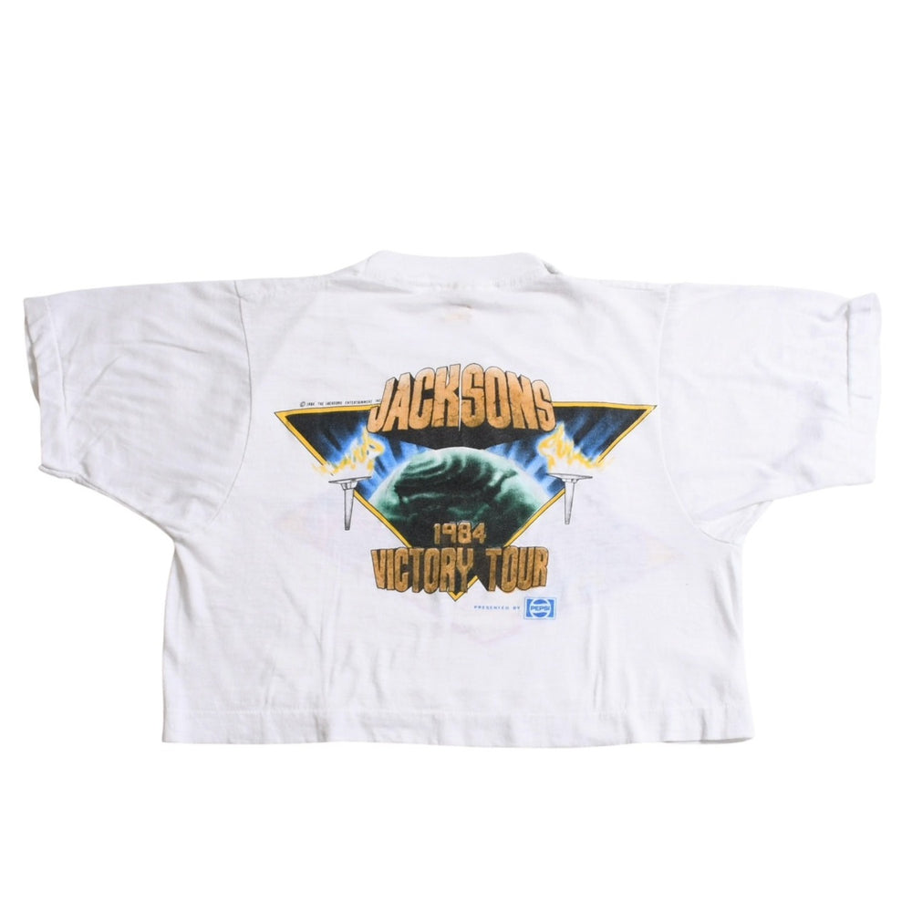 THE JACKSONS VICTORY TOUR Original Vintage T-shirt Cropped Good Condition Used 4a003619