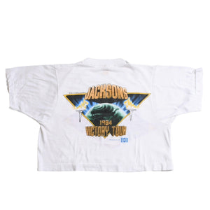 THE JACKSONS VICTORY TOUR Original Vintage T-shirt Cropped Good Condition Used 4a003619