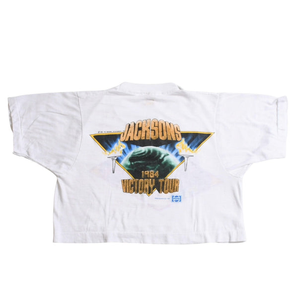THE JACKSONS VICTORY TOUR Original Vintage T-shirt Cropped Good Condition Used 4a003619