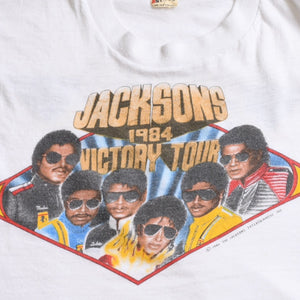 THE JACKSONS VICTORY TOUR Original Vintage T-shirt Cropped Good Condition Used 4a003619