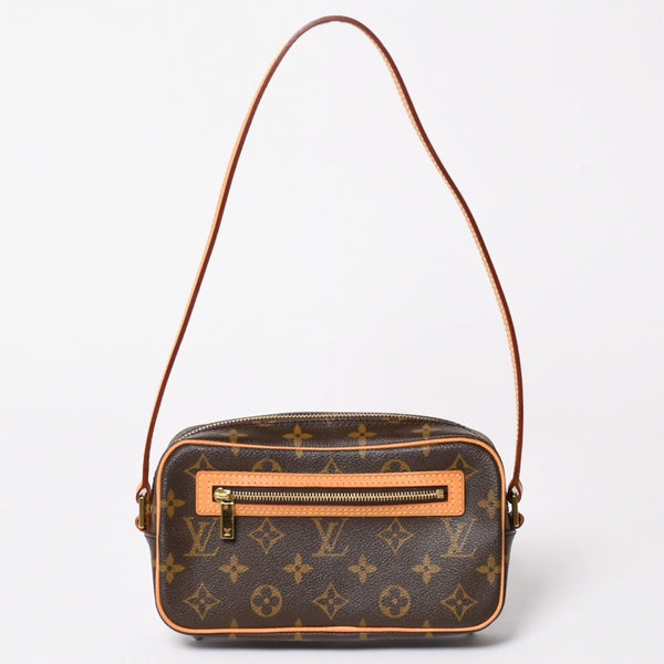 新品同様 LOUIS VUITTON ルイヴィトン ポシェットシテ ワンショルダーバッグ M51183 モノグラムキャンバス レザー ブラウン 中古 4a003684