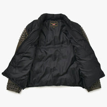 画像をギャラリービューアに読み込む, 極美品 Supreme UNDERCOVER シュプリーム アンダーカバーコラボ Puffer Jacket 2023春夏 カウレザー スタッズ ダウンジャケット ブラックメタル 中古 4a003604