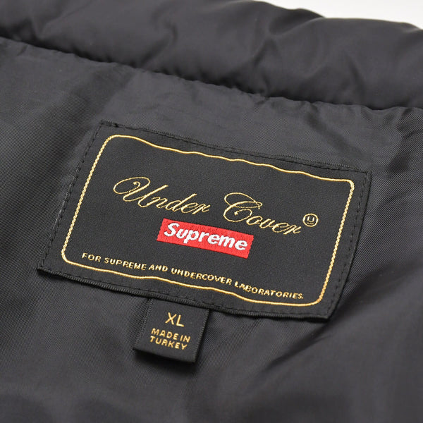 極美品 Supreme UNDERCOVER シュプリーム アンダーカバーコラボ Puffer Jacket 2023春夏 カウレザー スタッズ ダウンジャケット ブラックメタル 中古 4a003604
