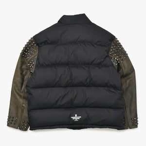 極美品 Supreme UNDERCOVER シュプリーム アンダーカバーコラボ Puffer Jacket 2023春夏 カウレザー スタッズ ダウンジャケット ブラックメタル 中古 4a003604
