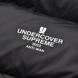 極美品 Supreme UNDERCOVER シュプリーム アンダーカバーコラボ Puffer Jacket 2023春夏 カウレザー スタッズ ダウンジャケット ブラックメタル 中古 4a003604