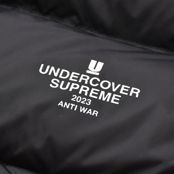 極美品 Supreme UNDERCOVER シュプリーム アンダーカバーコラボ Puffer Jacket 2023春夏 カウレザー スタッズ ダウンジャケット ブラックメタル 中古 4a003604