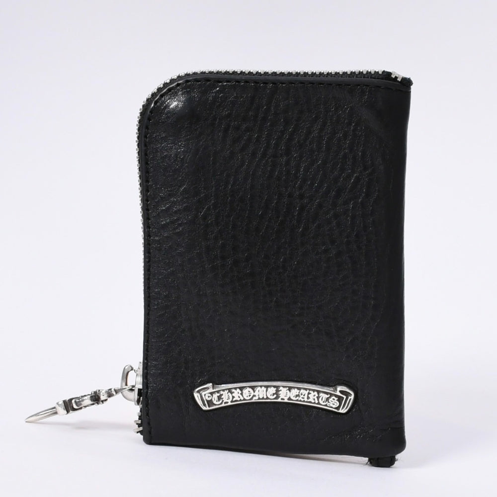 CHROME HEARTS WALLET ZIP TINY Tiny Zip Wallet Wallet CH Cross Patch Dagger Leather Silver 925 Good Condition Used 4a003785