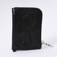 CHROME HEARTS クロムハーツ WALLET ZIP TINY タイニージップウォレット 財布 CHクロスパッチ ダガー レザー シルバー925 美品 中古 4a003785