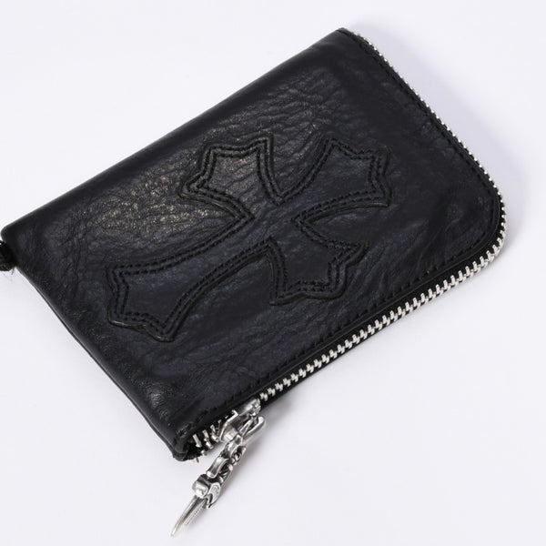 CHROME HEARTS クロムハーツ WALLET ZIP TINY タイニージップウォレット 財布 CHクロスパッチ ダガー レザー シルバー925 美品 中古 4a003785