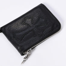 Load image into Gallery viewer, CHROME HEARTS クロムハーツ WALLET ZIP TINY タイニージップウォレット 財布 CHクロスパッチ ダガー レザー シルバー925 美品 中古 4a003785