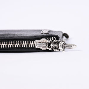 CHROME HEARTS クロムハーツ WALLET ZIP TINY タイニージップウォレット 財布 CHクロスパッチ ダガー レザー シルバー925 美品 中古 4a003785