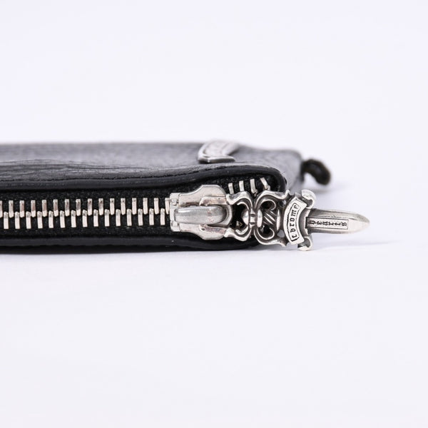 CHROME HEARTS クロムハーツ WALLET ZIP TINY タイニージップウォレット 財布 CHクロスパッチ ダガー レザー シルバー925 美品 中古 4a003785