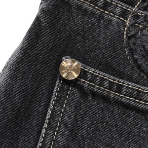 極美品 CHANEL シャネル デニムショートパンツ デニム スカート ブラック コットン100% 中古 4a003611